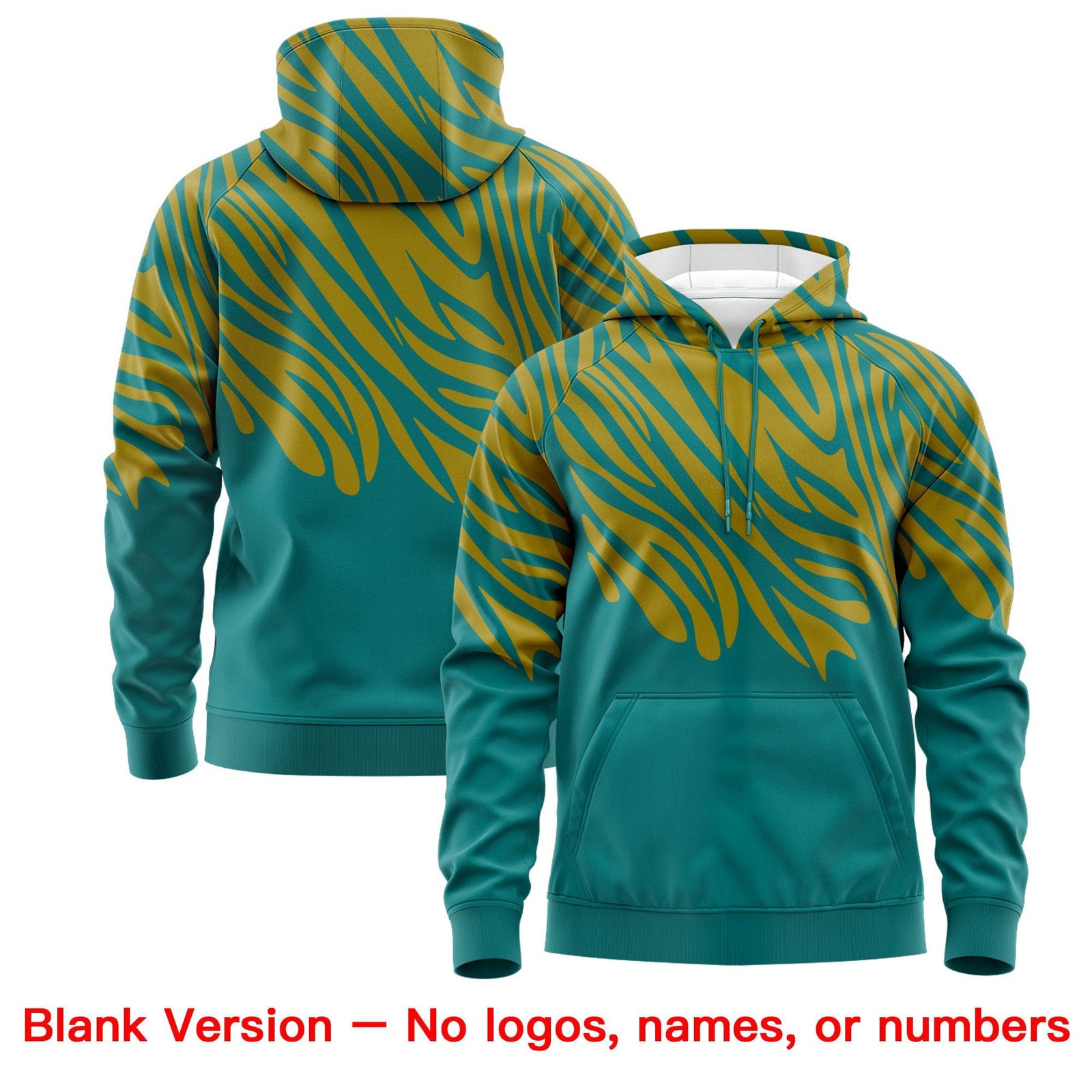 Custom Teal Old Gold Leopard Print Pullover Sweatshirt Hoodie| KXKSHOP