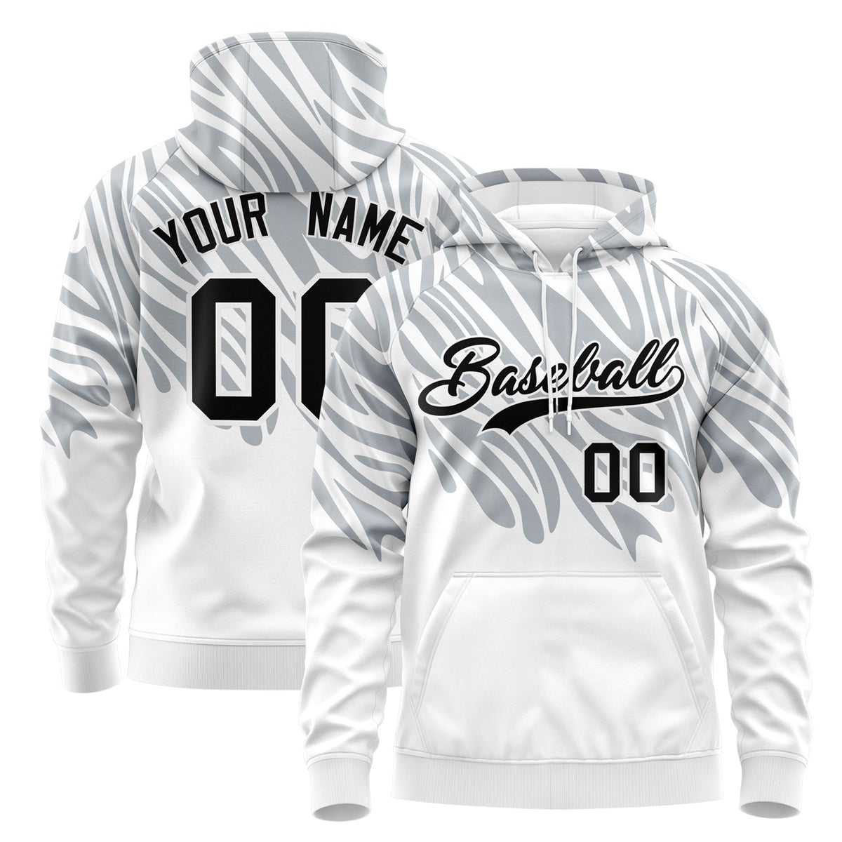 Custom Silver White Leopard Print Pullover Sweatshirt Hoodie| KXKSHOP