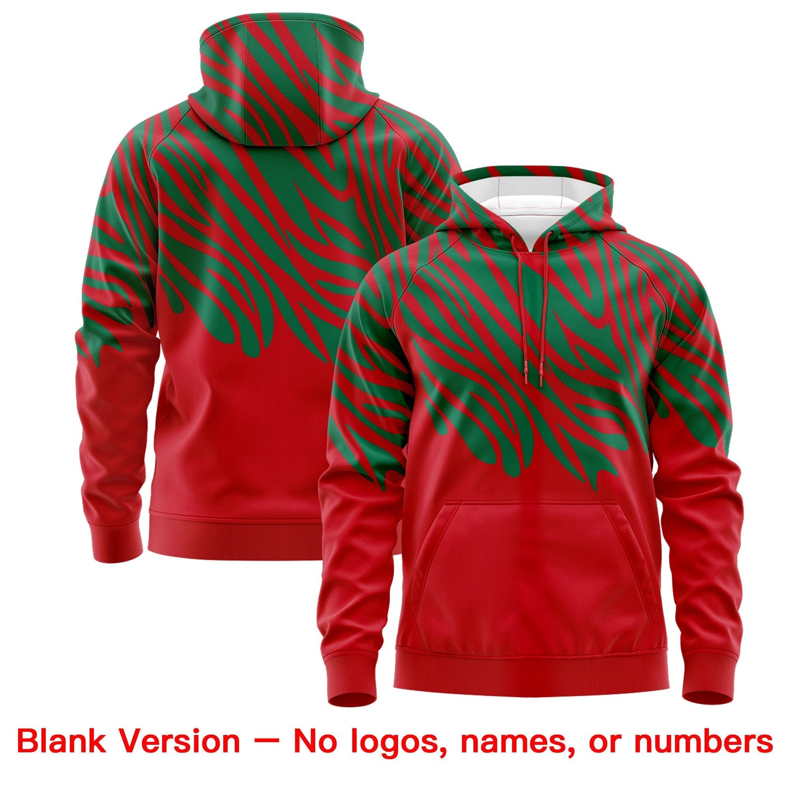 Custom Red Kelly Green Leopard Print Pullover Sweatshirt Hoodie| KXKSHOP