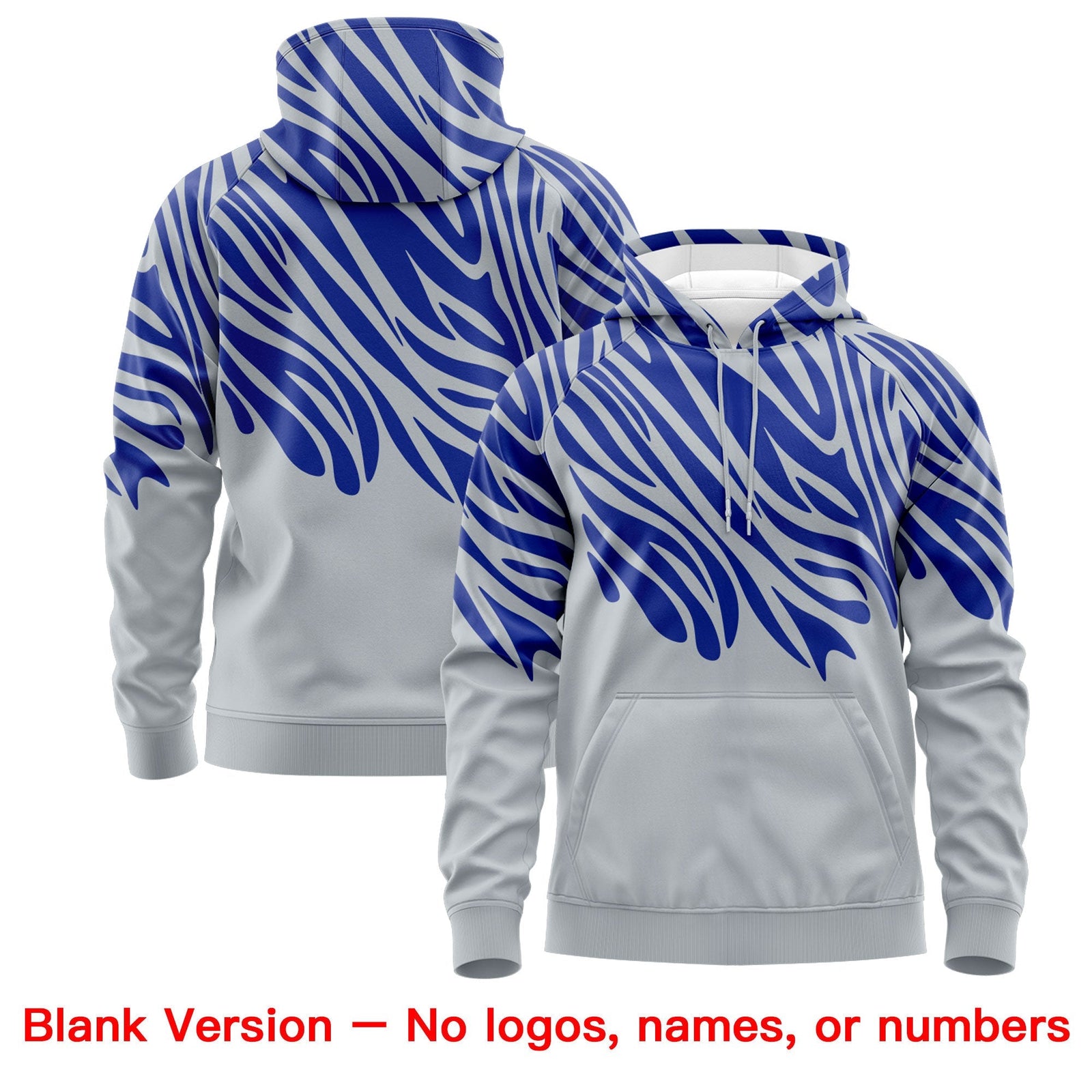 Custom Royal Blue Silver Leopard Print Pullover Sweatshirt Hoodie| KXKSHOP