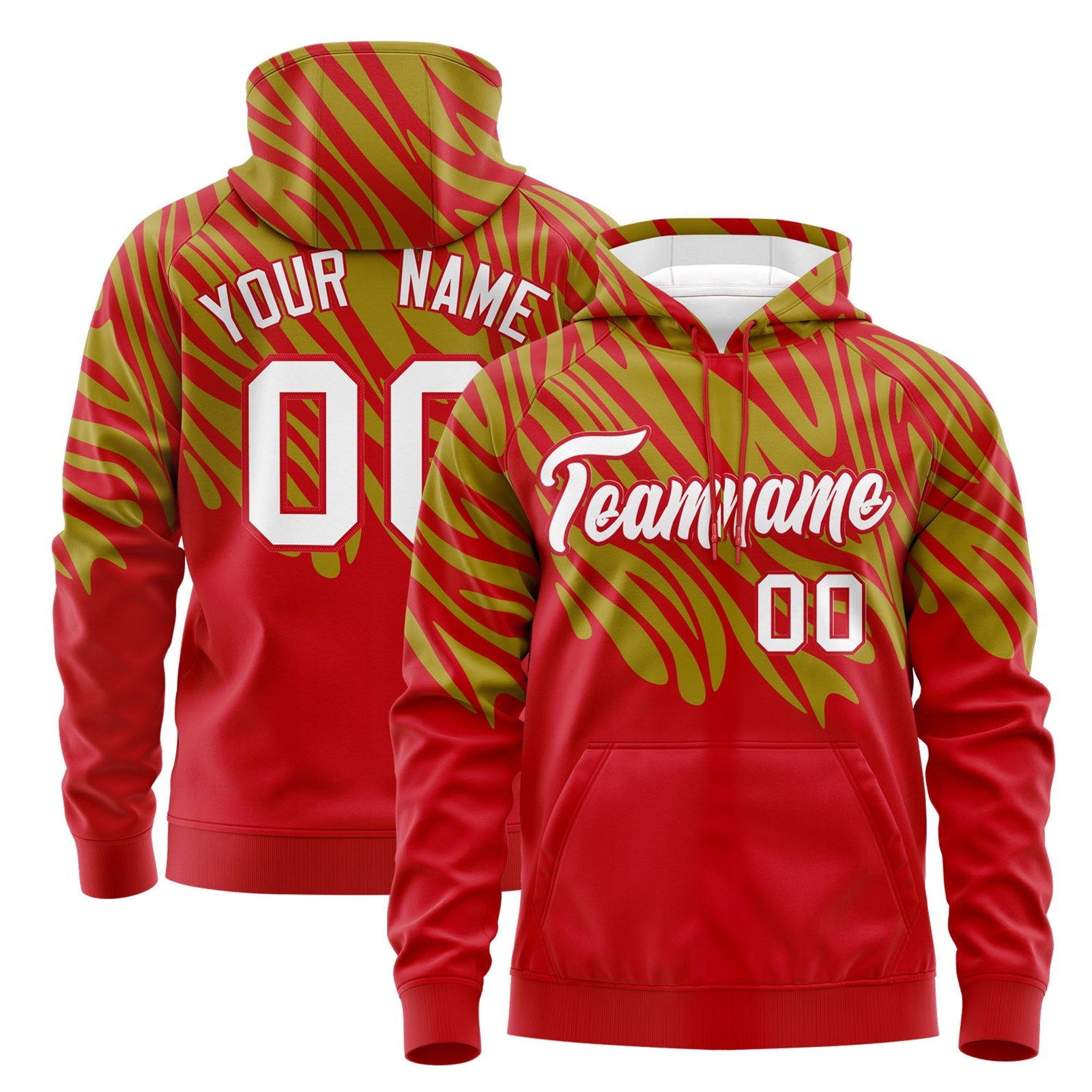 Custom Red Old Gold Leopard Print Pullover Sweatshirt Hoodie| KXKSHOP