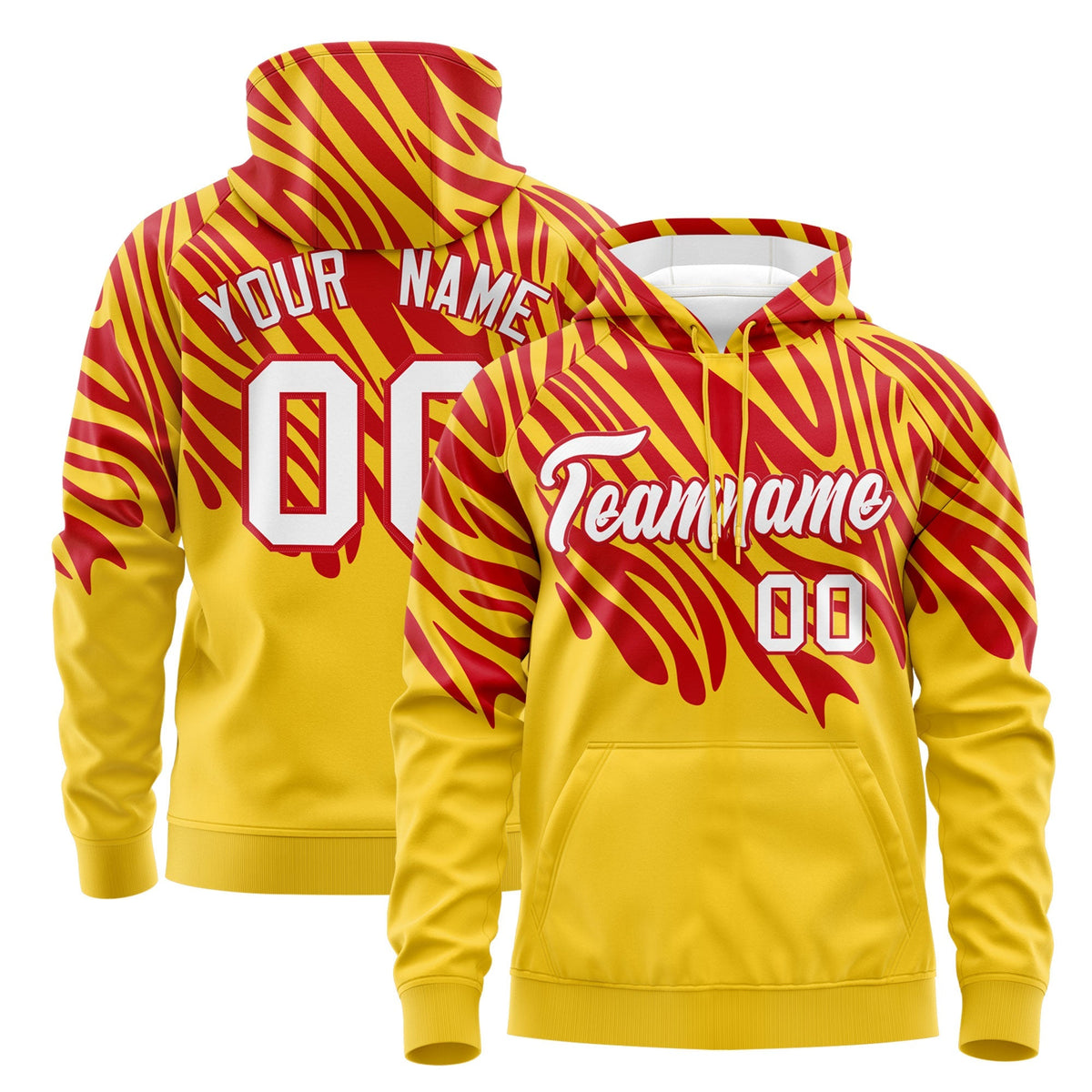Custom Red Gold Leopard Print Pullover Sweatshirt Hoodie| KXKSHOP