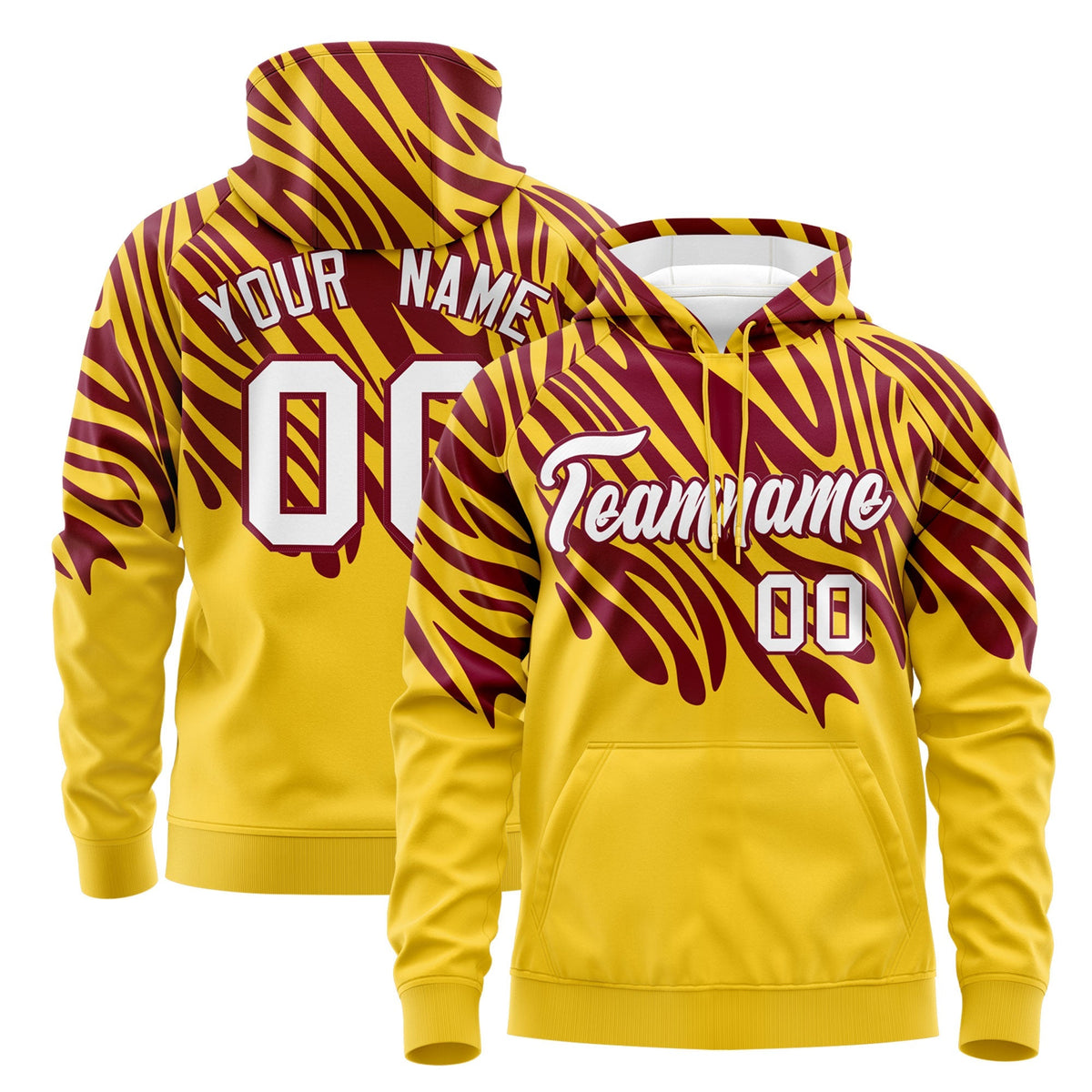 Custom Crimson Gold Leopard Print Pullover Sweatshirt Hoodie| KXKSHOP