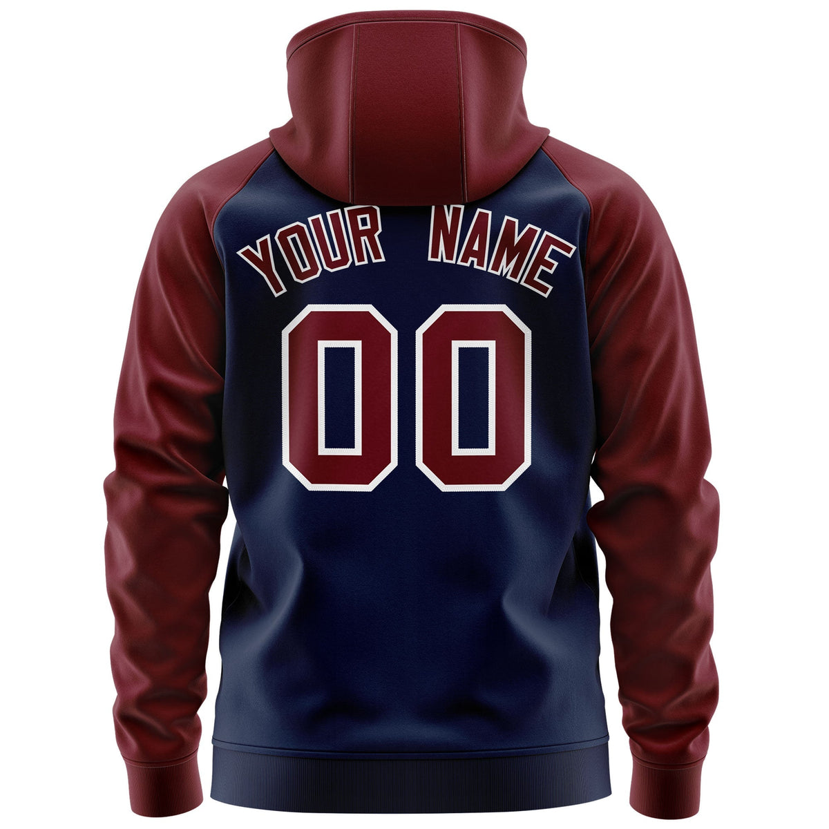 Custom Stitched Navy Crimson-White Raglan Sleeves Sports Full-Zip Sweatshirt Hoodie