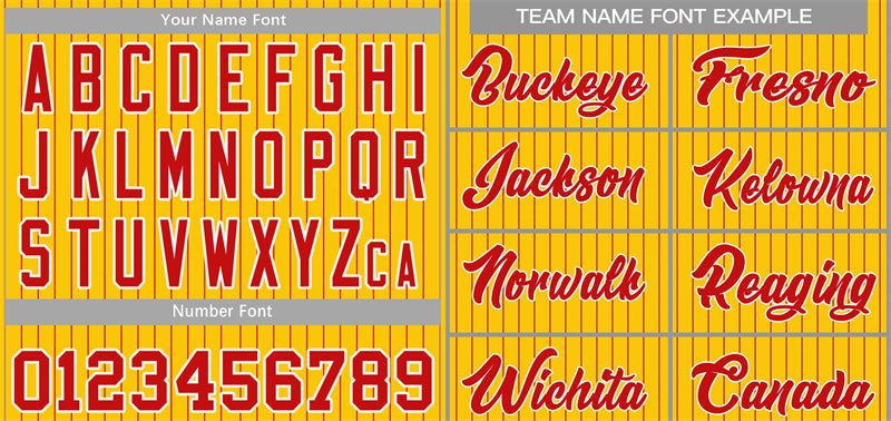 Custom Yellow Red-White Stripe Fashion Authentic Baseball Jersey
