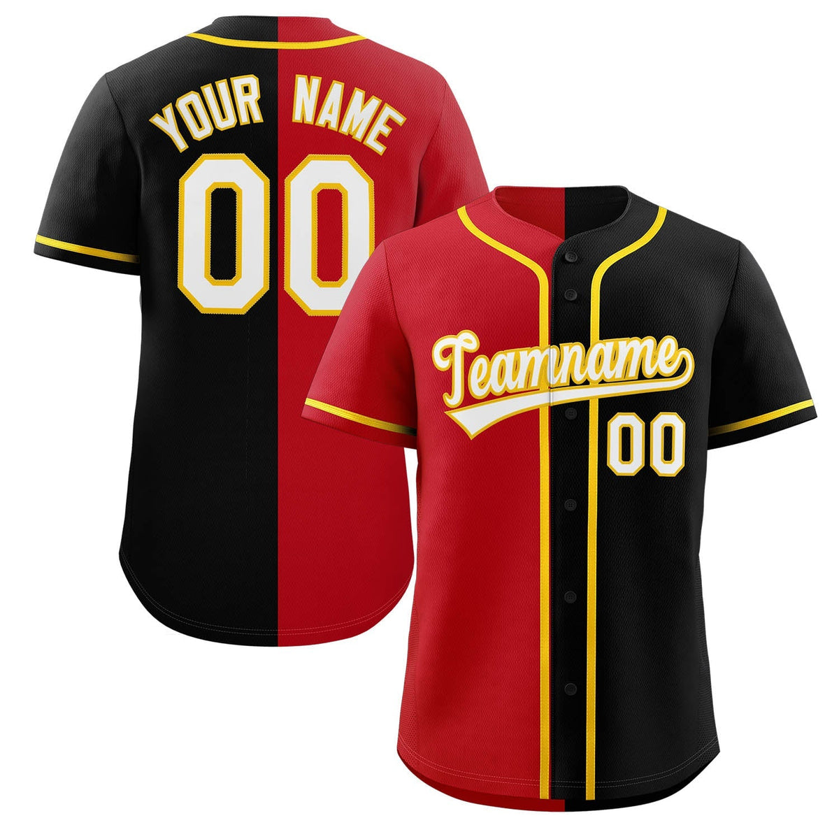 black &amp; red split baseeball jersey
