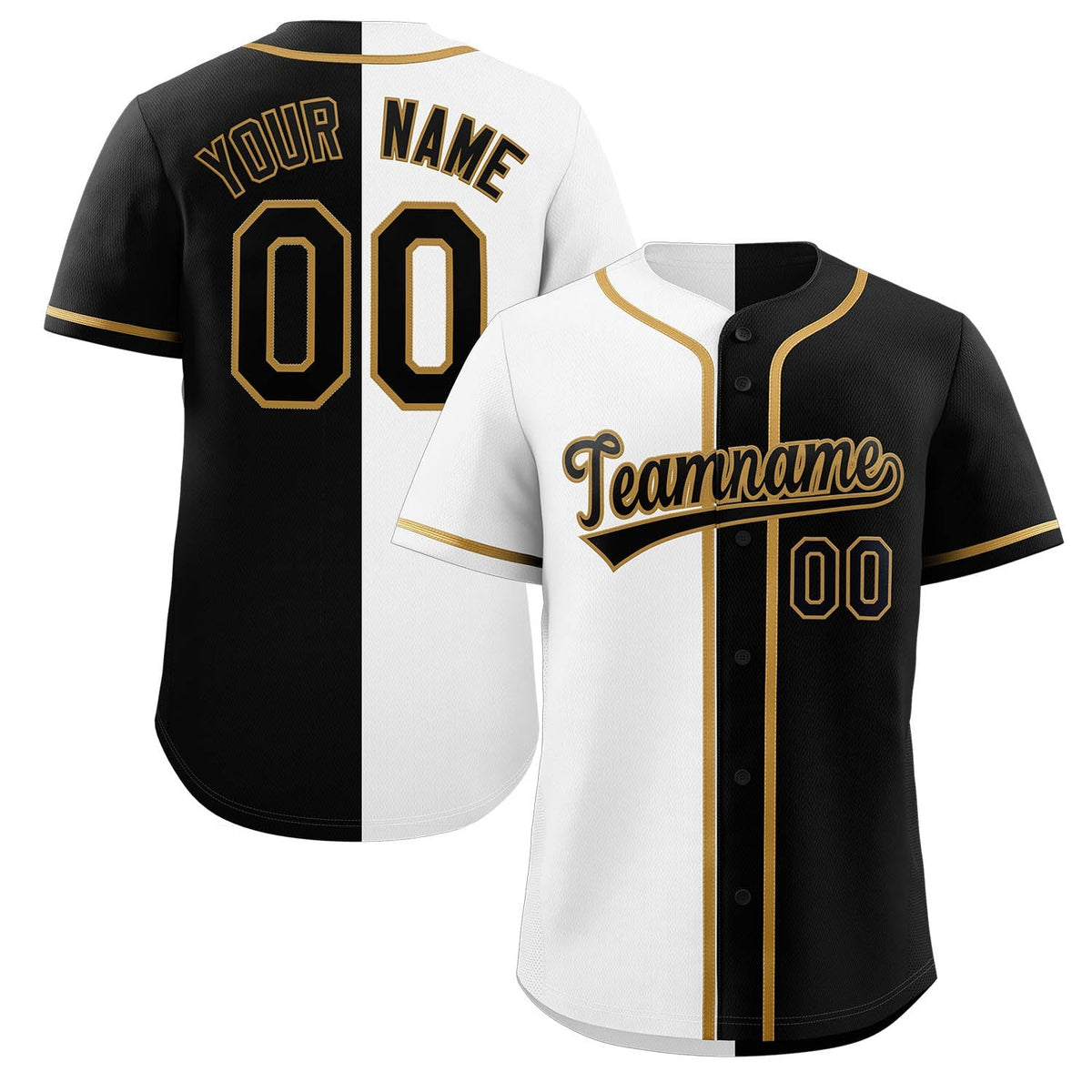 black &amp; white split baseball jersey