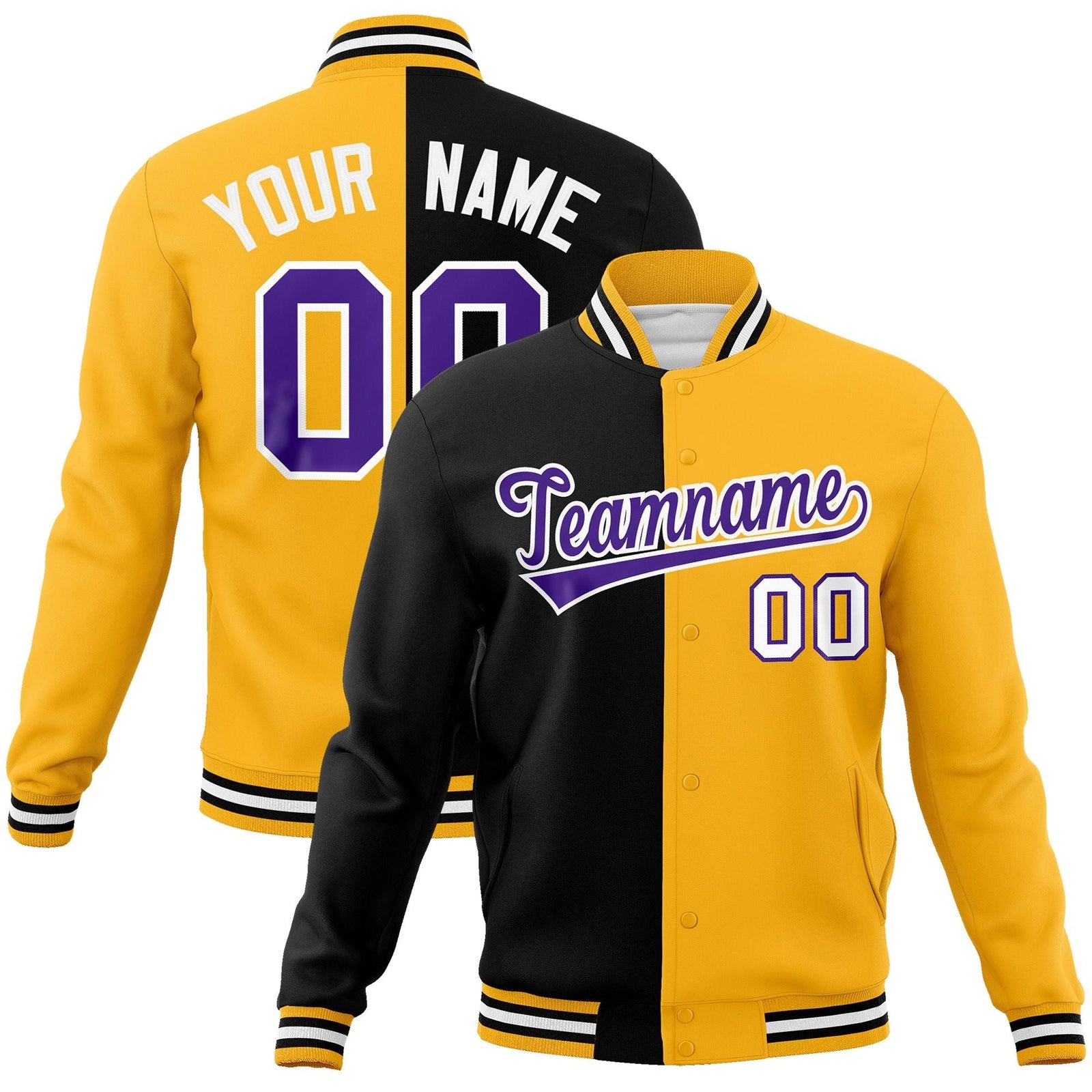 personalized logo split fashion full-snap varsity jackets