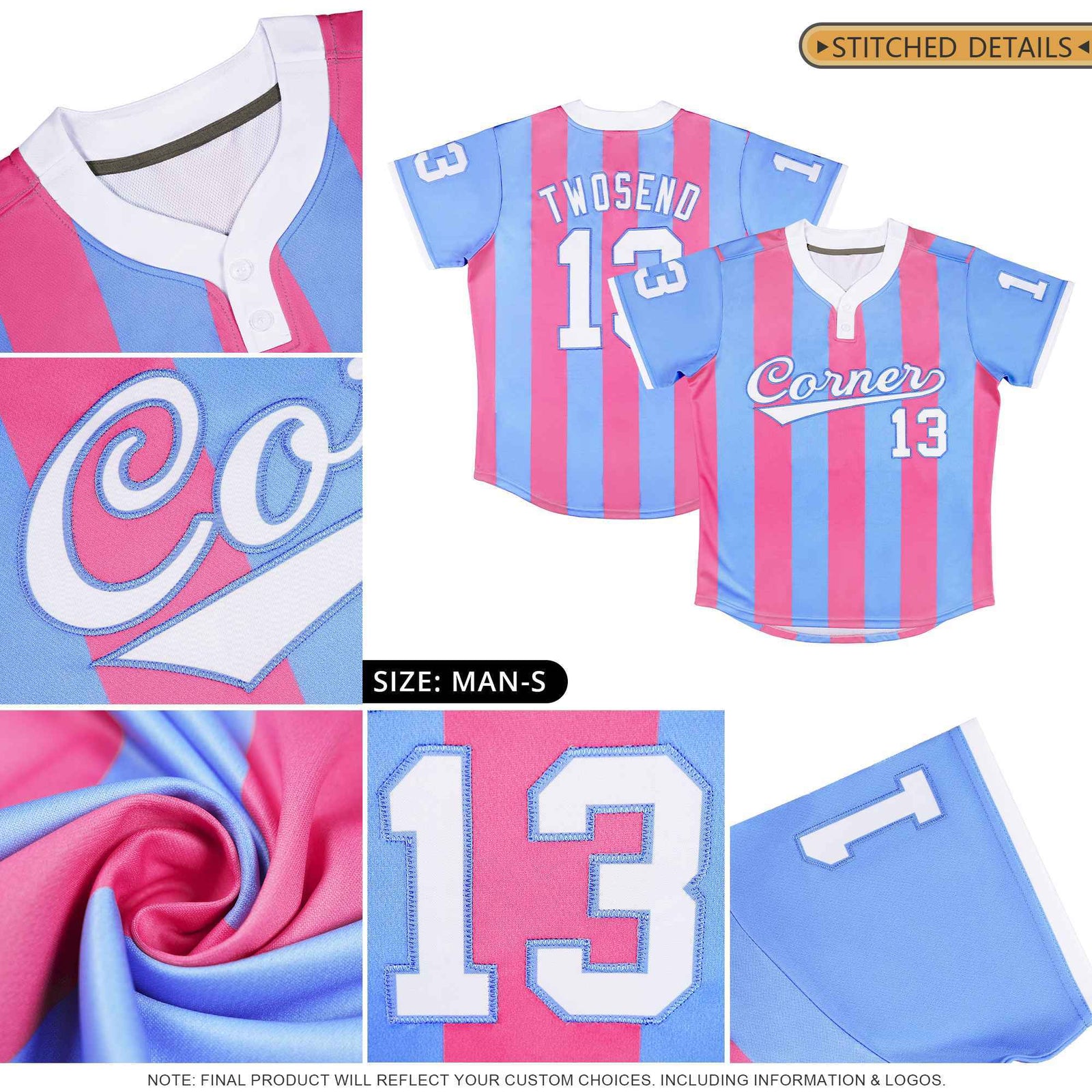Custom Old Gold Red Stripe Fashion Authentic Two-Button Baseball Jersey